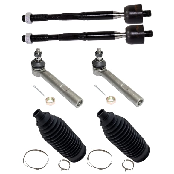 6-Piece Kit Front, Driver and Passenger Side Suspension Kit, Includes (2) Steering Rack Boot and (4) Tie Rod End