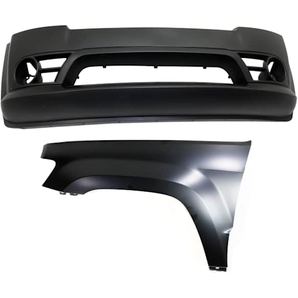 2-Piece Kit, Front Primed Bumper Cover, Includes (1) Bumper Cover and (1) Fender
