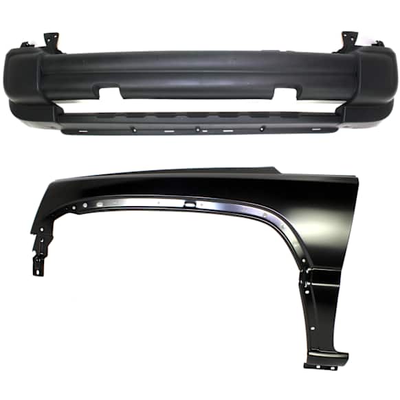 2-Piece Kit, Front Textured Bumper Cover, Sport Utility, For Models With Wheel Opening Molding Holes, Includes (1) Bumper Cover and (1) Fender