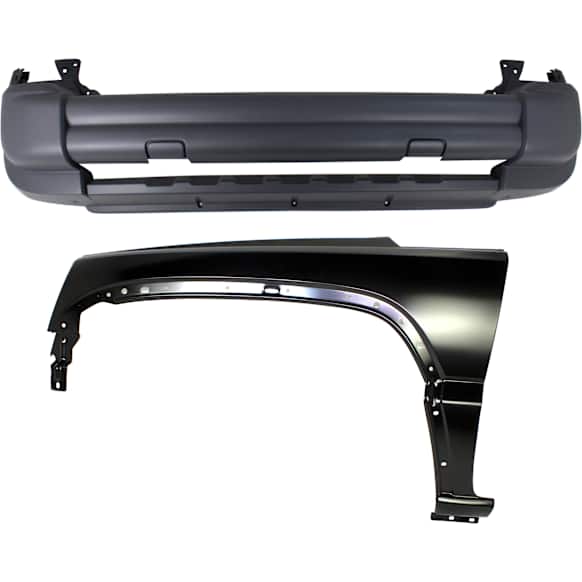 2006 Jeep Liberty - 2-Piece Kit Front Textured Bumper Cover, Sport Utility, Includes (1) Bumper Cover and (1) Fender