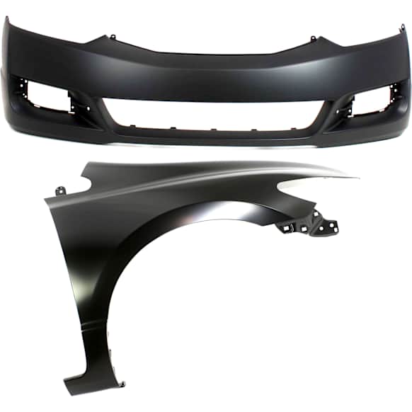 2011 Honda Civic - 2-Piece Kit Front Primed Bumper Cover, Coupe, CAPA Certified Includes (1) Bumper Cover and (1) Fender