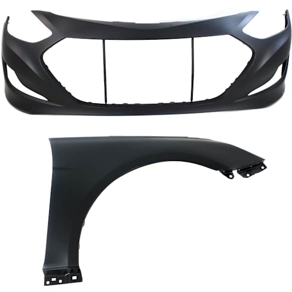 2011-2015 Hyundai Sonata - 2-Piece Kit, Front Primed Bumper Cover, CAPA Certified, Includes (1) Bumper Cover and (1) Fender