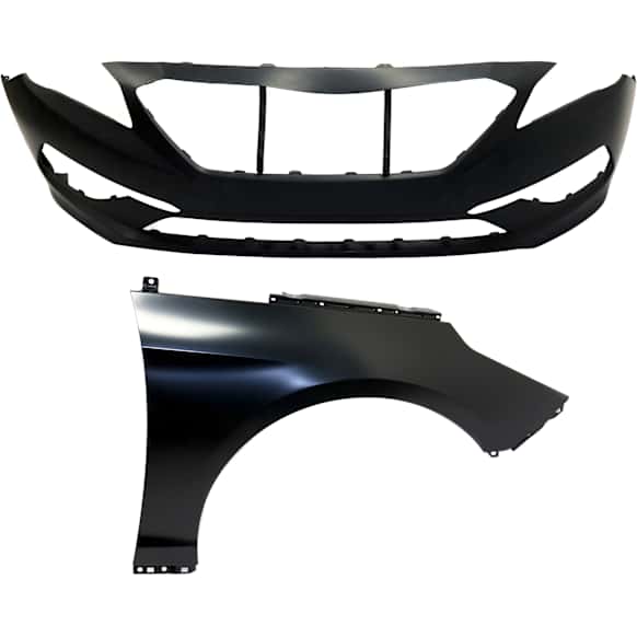 2-Piece Kit, Front Primed Bumper Cover, For Models With Standard Type Bumper, CAPA Certified, Includes (1) Bumper Cover and (1) Fender