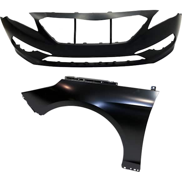 2-Piece Kit, Front Primed Bumper Cover, For Models With Standard Type Bumper, CAPA Certified, Includes (1) Bumper Cover and (1) Fender