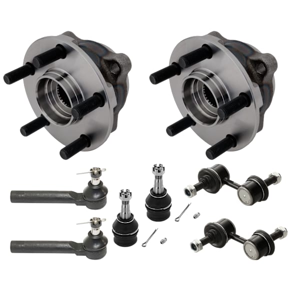 8-Piece Kit Front Suspension Kit, Includes (2) Ball Joint, (2) Sway Bar Link, (2) Tie Rod End, and (2) Wheel Hub