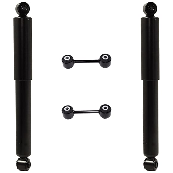 4-Piece Kit Rear, Driver and Passenger Side Shock, Includes (2) Shock Absorber and Strut Assembly and (2) Sway Bar Link