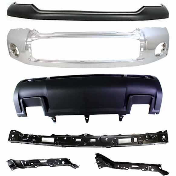 6-Piece Kit, Front Primed Bumper Cover, For Models With Steel Lower Bumper, Includes (1) Bumper, (1) Bumper Cover, (3) Bumper Retainer, and (1) Valance