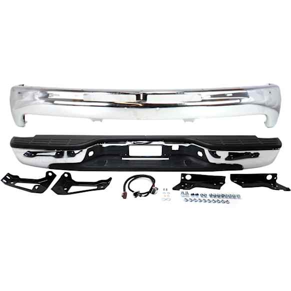 2002 Chevrolet Silverado 2500 - 2-Piece Kit Step Bumper, Chrome, Face Bar and Pads, With mounting bracket(s),  Includes (1) Bumper and (1) Step Bumper