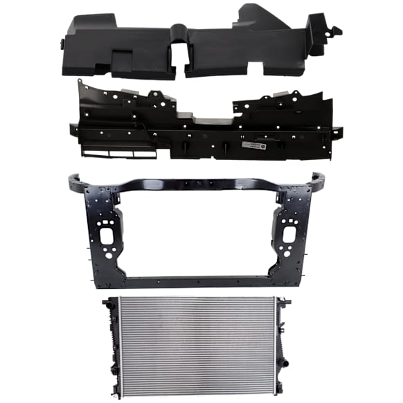 4-Piece Kit Radiator, For Models With Dual Fan Assembly, 4 Cyl 2.4L, includes (3) Radiator Support and (1) Radiator