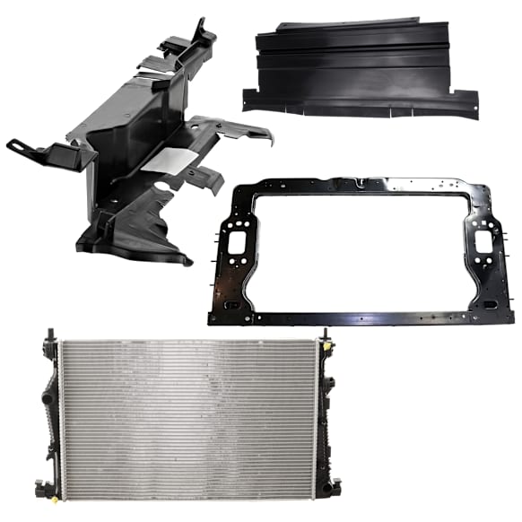 4-Piece Kit Radiator, 4 Cyl 2.4L, includes (2) Radiator Support, (1) Radiator and (1) Radiator Support Cover