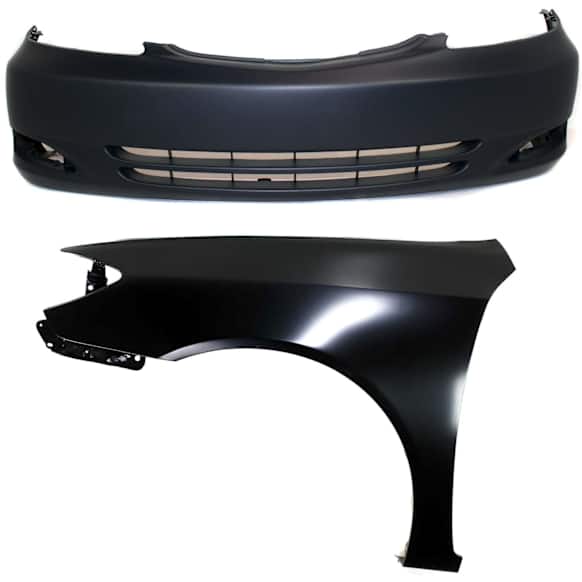 2-Piece Kit, Front Primed Bumper Cover, USA Built Vehicle, Includes (1) Bumper Cover and (1) Fender