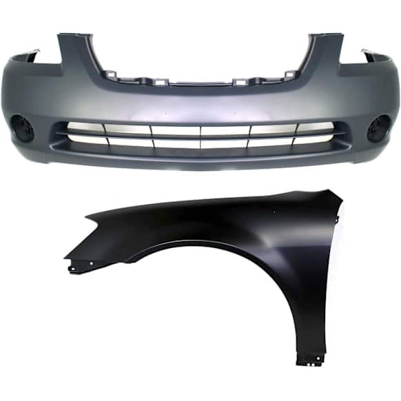 2-Piece Kit, Front Primed Bumper Cover, Includes (1) Bumper Cover and (1) Fender
