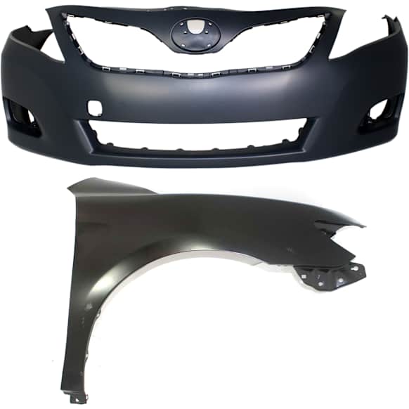 2011 Toyota Camry - 2-Piece Kit Front Primed Bumper Cover, Japan Built Vehicle, Includes (1) Bumper Cover and (1) Fender