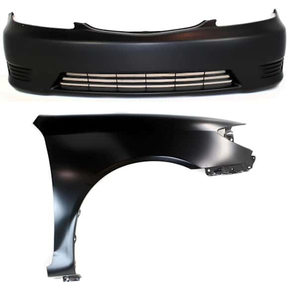 2006 Toyota Camry - 2-Piece Kit Front Primed Bumper Cover, USA Built Vehicle, CAPA Certified Includes (1) Bumper Cover and (1) Fender
