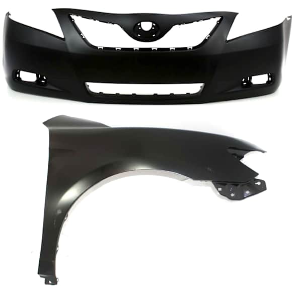 2-Piece Kit, Front Primed Bumper Cover, USA Built Vehicle, CAPA Certified, Includes (1) Bumper Cover and (1) Fender