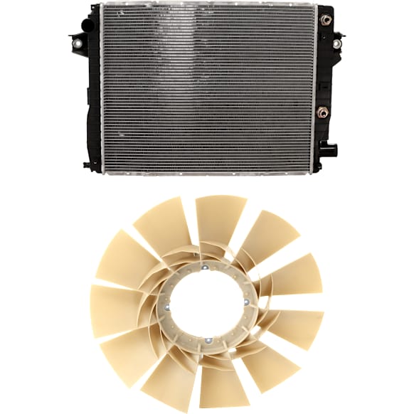 2-Piece Kit Radiator, 6.7L Diesel Engine, includes Radiator Fan Blade
