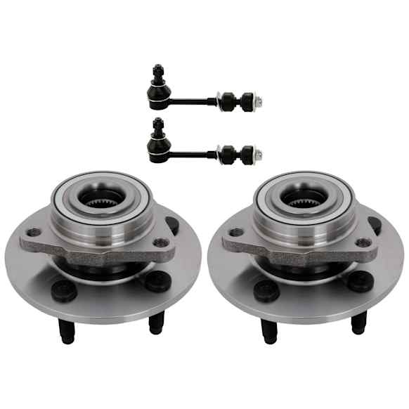 2-Wheel Set Front, Driver and Passenger Side Wheel Hub, Includes (2) Sway Bar Link and (2) Wheel Hub