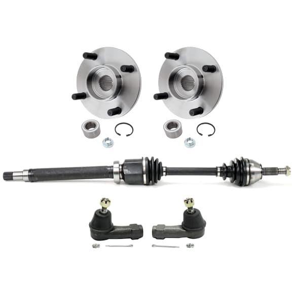 5-Piece Kit Front, Passenger Side Axle Assembly, Includes (1) Axle Assembly, (2) Tie Rod End, and (2) Wheel Hub