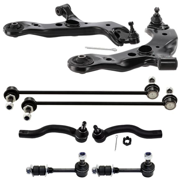 8-Piece Kit Front and Rear Suspension Kit, Includes (2) Control Arm, (4) Sway Bar Link, and (2) Tie Rod End