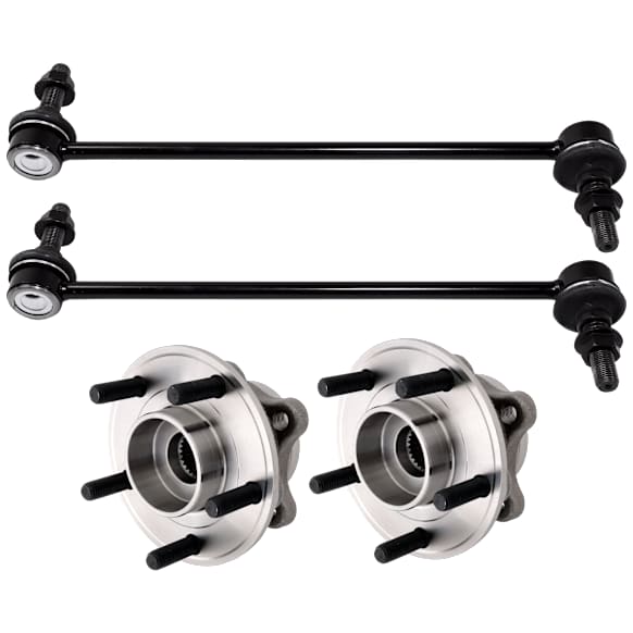 2-Wheel Set Front, Driver and Passenger Side Wheel Hub, Includes (2) Sway Bar Link and (2) Wheel Hub