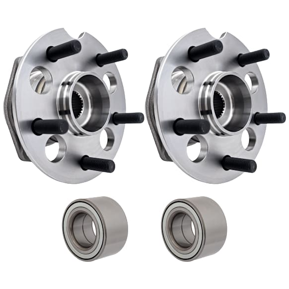 2-Wheel Set Rear, Driver and Passenger Side Wheel Hub, Includes (2) Wheel Bearing and (2) Wheel Hub