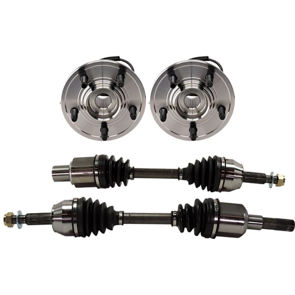 4-Piece Kit Front, Driver and Passenger Side Axle Assembly, Includes (2) Axle Assembly and (2) Wheel Hub