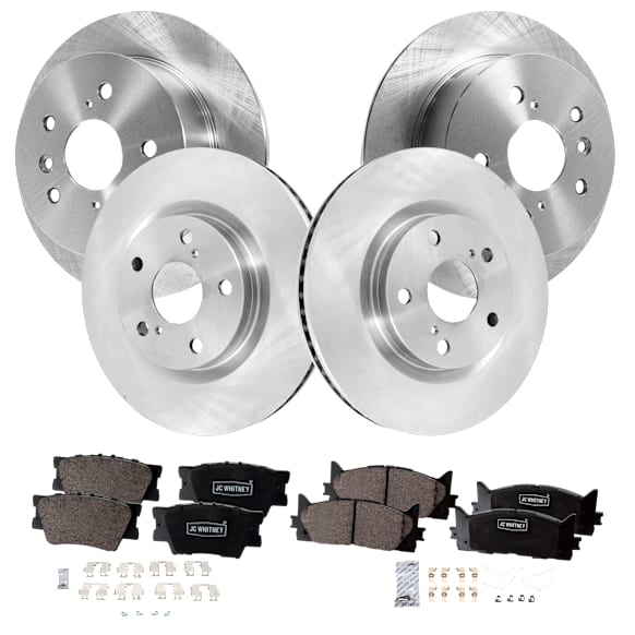 4-Wheel Set Front and Rear Brake Disc and Pad Kit, Plain Surface Front-295.91 mm/Rear-280.92 mm, Includes (4) Disc and (2) Pad Set
