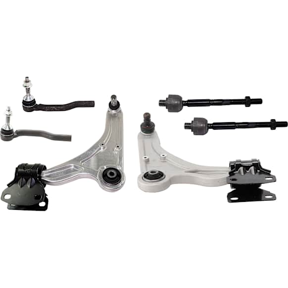 6-Piece Kit Front, Driver and Passenger Side, Lower Control Arm, Includes (2) Control Arm and (4) Tie Rod End