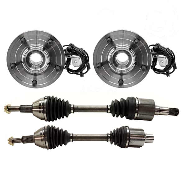4-Piece Kit Front, Driver and Passenger Side Axle Assembly - New 4-Piece Kit FWD, includes (2) Axle Assembly and (2) Wheel Hub