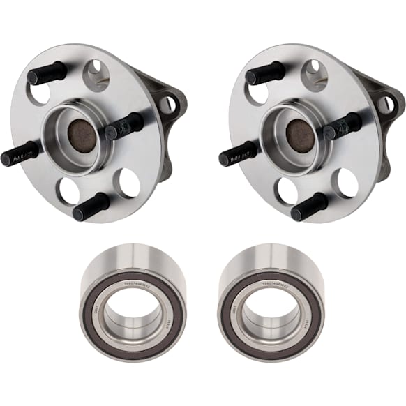 2-Wheel Set Rear, Driver and Passenger Side Wheel Hub, Includes (2) Wheel Bearing and (2) Wheel Hub