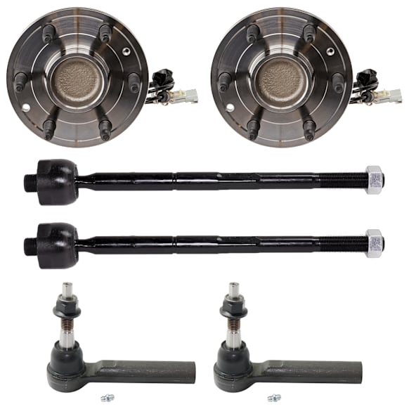 2-Wheel Set Front, Driver and Passenger Side Wheel Hub, Includes (4) Tie Rod End and (2) Wheel Hub