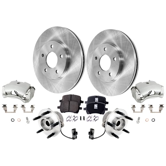 2-Wheel Set Front Brake Kit With Calipers, 5 Lugs,, FWD, Includes (2) Brake Caliper, (2) Brake Disc, (1) Brake Pad Set and (2) Brake Kit With Calipers