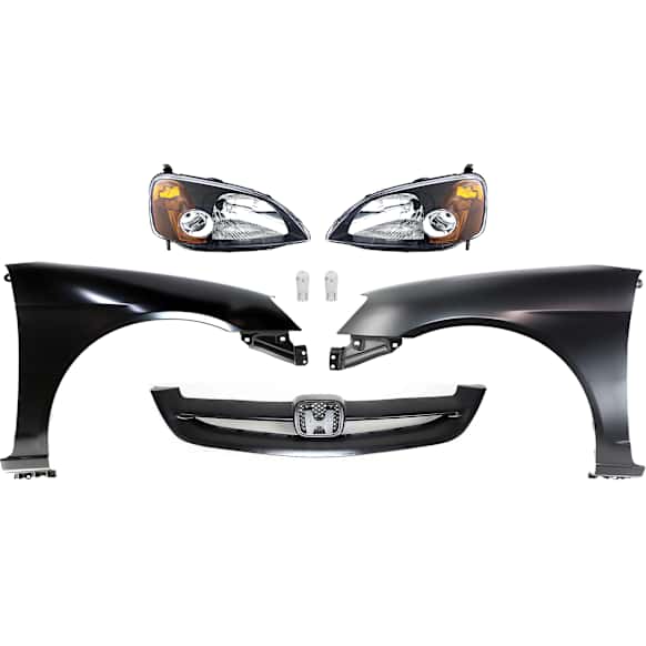 6-Piece Kit Driver and Passenger Side LED Headlight, With bulb(s), OE Replacement, Coupe, Includes (2) Fender, (1) Grille Assembly, (1) Headlight and (2) Light Bulb