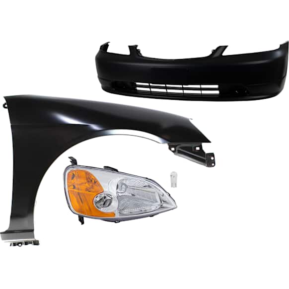 4-Piece Kit Passenger Side LED Headlight, Includes (1) Bumper Cover, (1) Fender, (1) Headlight, and (1) Light Bulb