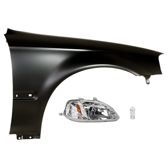 3-Piece Kit Passenger Side LED Headlight, Includes (1) Fender, (1) Headlight, and (1) Light Bulb