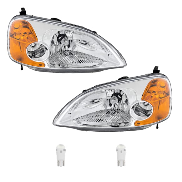 4-Piece Kit Driver and Passenger Side LED Headlight, Coupe, Includes (2) Headlight and (2) Light Bulb