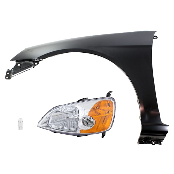 3-Piece Kit Driver Side LED Headlight, Includes (1) Fender, (1) Headlight, and (1) Light Bulb