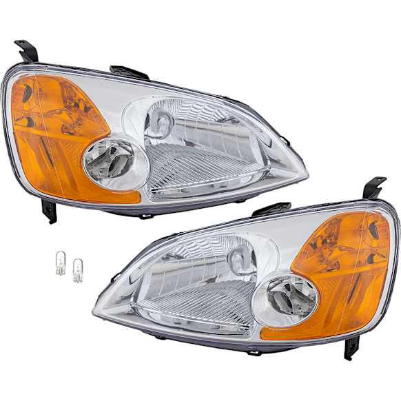 4-Piece Kit Driver and Passenger Side Halogen Headlight, CAPA Certified, Includes (2) Headlight and (2) Light Bulb