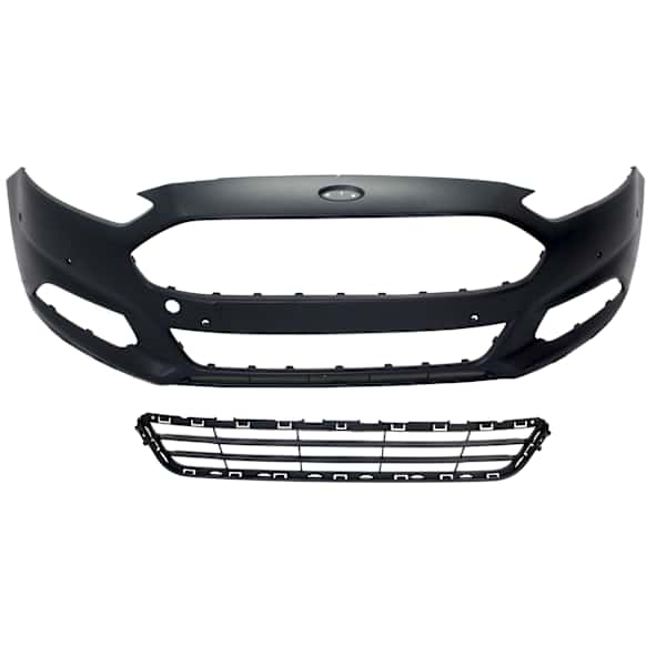 2016 Ford Fusion - 2-Piece Kit Front Primed Bumper Cover, Includes (1) Bumper Cover and (1) Bumper Grille