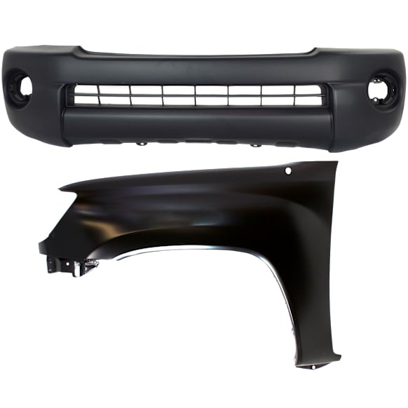 2005-2011 Toyota Tacoma - 2-Piece Kit, Front Textured Bumper Cover, Includes (1) Bumper Cover and (1) Fender, Base Model, 2.7L Eng.