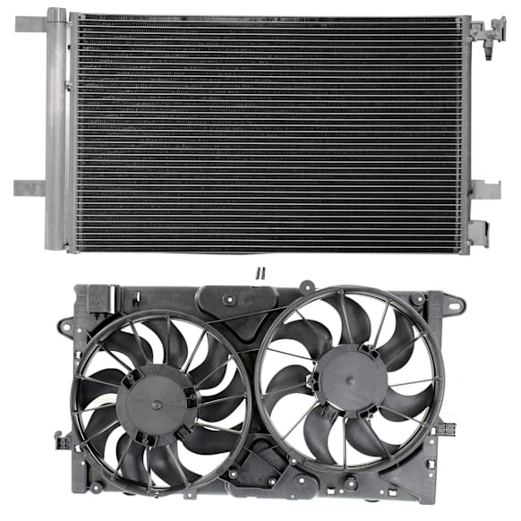 2013 Chevrolet Malibu - 2-Piece Kit Radiator Fan 2.0L 4Cyl, Dual fan,  Includes (1) A/C Condenser and (1) Cooling Fan Assembly