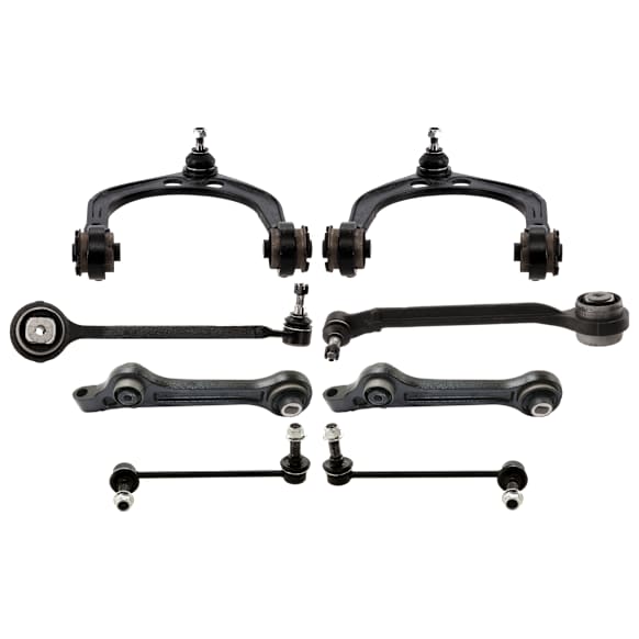 8-Piece Kit Front, Driver and Passenger Side, Upper and Lower, Frontward and Rearward Control Arm, Includes (6) Control Arm and (2) Sway Bar Link
