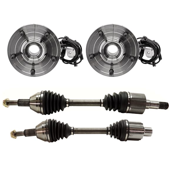 4-Piece Kit Front, Driver and Passenger Side Axle Assembly, Includes (2) Axle Assembly and (2) Wheel Hub