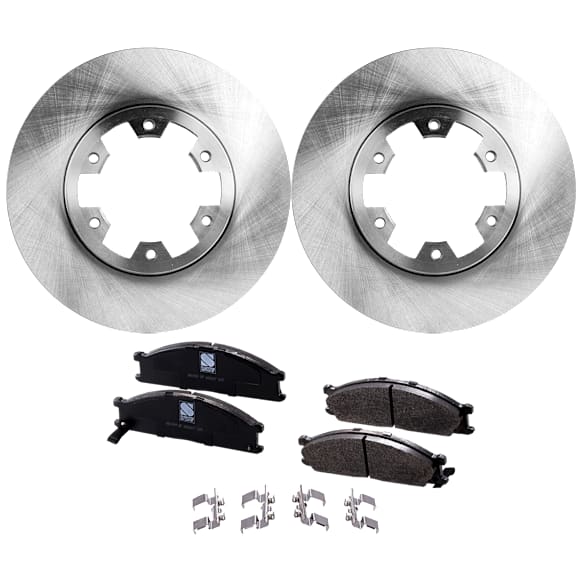 2-Wheel Set Front Brake Disc and Pad Kit, Plain Surface 276.61 mm, Includes (2) Disc and (1) Pad Set