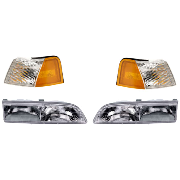 4-Piece Kit Driver and Passenger Side Headlight, Includes (2) Corner Light and (2) Headlight