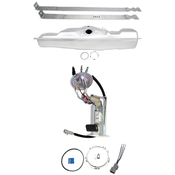 1994 Ford F-150 - 3-Piece Kit Galvanized Steel Fuel Tank, With 3 Tube Ports, Side Mount, 58-7/8 x 12-1/4 x 12-1/2, Lock Ring Kit Included, 19 gallons / 72 liters, GAS, Includes (1) Fuel Pump, (1) Fuel Tank, and (1) Fuel Tank Strap