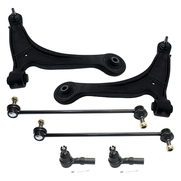 6-Piece Kit Front, Driver and Passenger Side, Lower Control Arm, Includes (2) Control Arm, (2) Sway Bar Link, and (2) Tie Rod End