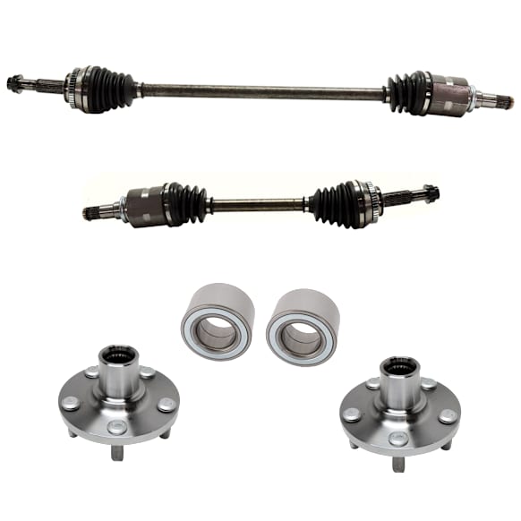6-Piece Kit Front, Driver and Passenger Side Axle Assembly, Includes (2) Axle Assembly, (2) Wheel Bearing, and (2) Wheel Hub