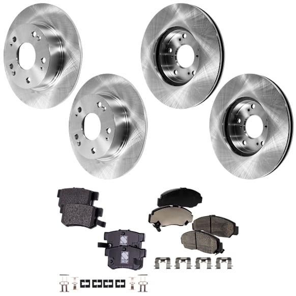 4-Wheel Set Front and Rear Brake Disc and Pad Kit, Plain Surface Front-281.94 mm/Rear-260 mm, Includes (4) Brake Disc and (2) Brake Pad Set
