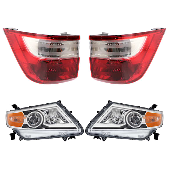 4-Piece Kit Driver and Passenger Side Headlight, Includes (2) Headlight and (2) Tail Light